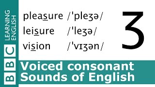 English Pronunciation 👄 Voiced Consonant  ʒ  pleasure leisure and vision [upl. by Miuqaoj]