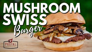 Mushroom Swiss Burger Recipe  Easy Homemade Mushroom Smashburger [upl. by Bronwen]