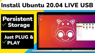 Install Ubuntu 2004 On LIVE USB  SSD With Persistent Storage Plug amp Play [upl. by Berkie]