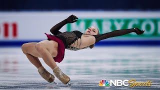 Trusova attempts five quads in valiant free skate vaults from 12th to podium at worlds  NBC Sports [upl. by Kristal]