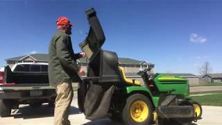 Installing Rear Bagger John Deere GT235 Power Flow [upl. by Ez28]