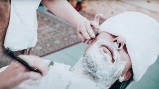 Relaxing Shave from female barber ASMR  No Talking  Nomad Barber  Part 3 [upl. by Jourdain]