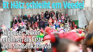 Köln Weiberfastnacht  Nippes eröffnet den Straßenkarneval auf dem Wilhelmplatz [upl. by Nomyad196]