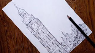 How to draw Big Ben step by step so easy [upl. by Crofoot92]