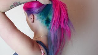 Magenta Violet amp Turquoise Hair Dye Tutorial [upl. by Gross]