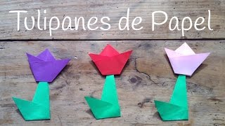 TULIPAN de papel paso a paso  Origami fácil para niños [upl. by Pardew]