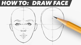 How To Draw Face  Easy Beginner Proportion Tutorial [upl. by Tenenbaum602]