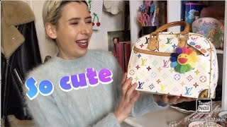 LOUIS VUITTON MULTICOLOR TROUVILLE BAG TAKASHI MURAKAMI REVIEW STYLING VIDEO JESSIE [upl. by Tedie]