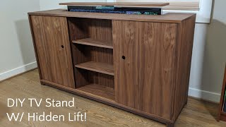 DIY TV Stand W HIDDEN TV LIFT  Nathan Builds [upl. by Alger166]