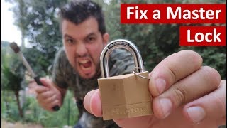 Master lock padlock jammed how to release the stuck pin 🔓 [upl. by Airlee]