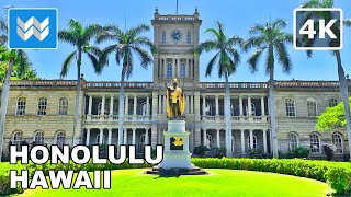 4K Downtown Honolulu in Oahu Hawaii USA  Walking Tour amp Travel Guide 🎧 Binaural City Sound [upl. by Tillo770]