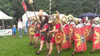 Roman Reenactment at the Amphitheatre in Caerleon Marching In [upl. by Kosey665]