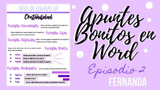 Apuntes Bonitos en Word Episodio 2 Fernanda 🌺💜 [upl. by Retsevlys]