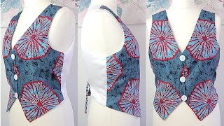 Easy sewing tutorial  How to Sew a Jacket  Vest  Waistcoat  Jacket cutting and stitching [upl. by Furlani]