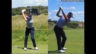 Justin Thomas golf swing  Long Iron faceon amp downtheline July 2017 [upl. by Enair]