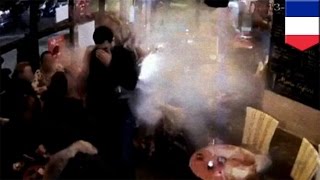 Paris attacks Video of Brahim Abdeslam suicide bomb at Comptoir Voltaire restaurant  TomoNews [upl. by Nagam997]