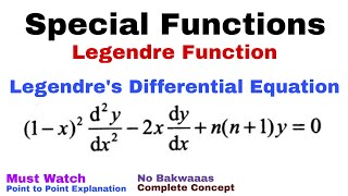 28 Legendre Function  Legendres Differential Equation  Complete Concept [upl. by Rosenstein777]