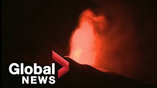 La Palma volcano eruption continues on Canary Island  FULL [upl. by Nirtiak]