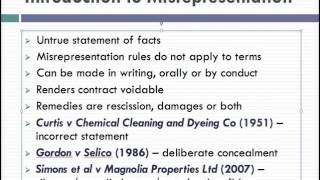 Misrepresentation Lecture 1 of 4 [upl. by Olsewski48]