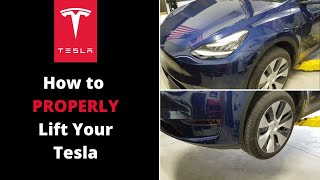 How to Properly Lift Your Tesla Model Y S X 3  How to Use Tesla Pucks to Raise a Tesla [upl. by Anitsua]