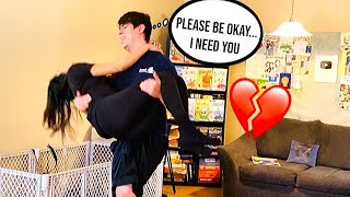 PASSING OUT INTO MY BOYFRIEND ARMS PRANK CUTE REACTION [upl. by Enirahtac742]