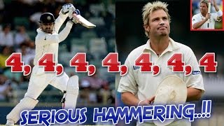 Sehwag vs Shane Warne  4444444  Sehwag gives Warne a SERIOUS HAMMERINGSENSATIONAL STUFF [upl. by Alie]