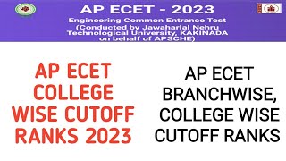 AP ECET PREVIOUS YEAR COLLEGE WISE CUTOFF RANKS AP ECET PREVIOUS YEAR BRANCHWISE CUTOFF RANKS [upl. by Tonye]