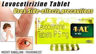 Levocetirizine dihydrochloride tablets ip 5mg  UsesSide effectsDose and precautions  In Hindi [upl. by Hairej]