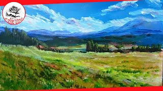 How to Paint a Landscape with acrylics step by step SUBTITLED [upl. by Hegyera]