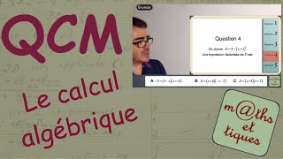 QCM  Le calcul algébrique  Seconde [upl. by Lukash]