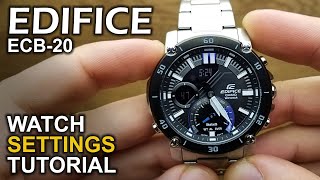 Casio Edifice ECB20  Setting Time and Date tutorial [upl. by Forsyth]