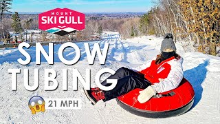 Epic SNOW TUBING  21 mph on the longest tubing run in Minnesota  Mount Ski Gull [upl. by Melda]