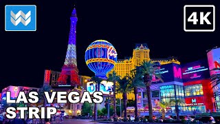 4K Las Vegas Strip at Night  Virtual Walking Tour  Treadmill Workout Video 🎧 Binaural Sound [upl. by Egap]