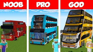 Minecraft NOOB vs PRO vs GOD BUS BUILD CHALLENGE in Minecraft  Animation [upl. by Ecnaled]