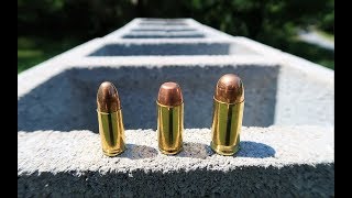 9mm vs 40 Cal vs 45 ACP  Cinder Block Test [upl. by Keefe]