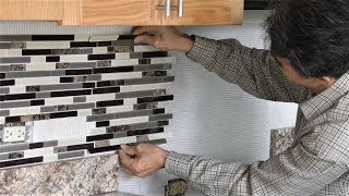 Install backsplash tile in kitchen [upl. by Ileek]