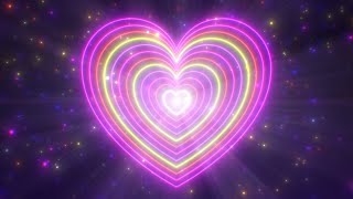 Spinning Neon Love Heart Shapes Glow and Abstract Romantic Valentine 4K Motion Background for Edits [upl. by Kcirdnekal]