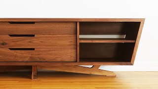 How To Build Mid Century Modern TV Stand Credenza Media Console  Woodworking [upl. by Orvil]