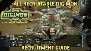 Digimon World PS1  All Recruitable Digimon Recruitment Guide [upl. by Llerdnek246]