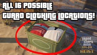 ALL 16 POSSIBLE GUARD CLOTHING LOCATIONS FOR CAYO PERICO GATHER INTELSCOPE OUT GTA 5 ONLINE DLC [upl. by Christiana580]