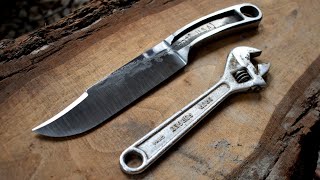 Forging a BOWIE KNIFE from a broken crescent wrench [upl. by Allis]