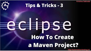 3 How to create a Maven Project in Eclipse  Java Maven Project  Eclipse Tutorial [upl. by Dorelle]