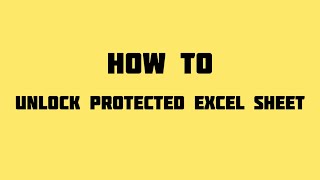 How to unlock Protected Excel Sheets without Password [upl. by Halika232]