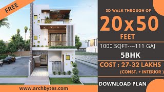 2050 House Design 3D  1000 Sqft  111 Gaj  5 BHK  Modern Design  Terrace Garden  6x15 Meters [upl. by Htenywg700]