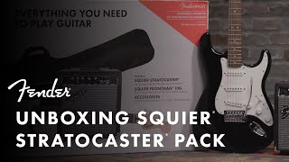 Unboxing The Squier Stratocaster Pack  Fender [upl. by Enelam]