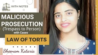 MALICIOUS PROSECUTIONTort Lawwith case law by Sheenam Kataria [upl. by Wolpert97]