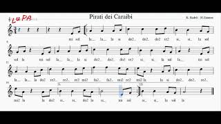 Pirati dei Caraibi  Flauto dolce  Spartito  Note  Instrumental  Karaoke  Canto  Musica [upl. by Marentic]