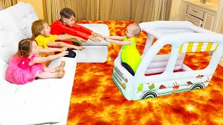 The Floor is Lava Challenge – Jannie and Friends Saves Kids from Lava [upl. by Maziar]