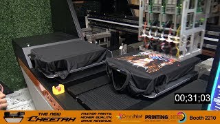 FASTEST DTG Printer Ever At PRINTING United 2019  The NEW Cheetah Industrial DTG [upl. by Ynolem]